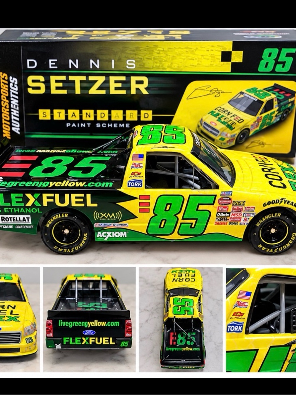 Nascar Dennis Setzer #85 Green & Yellow FlexFuel Die-Cast Truck